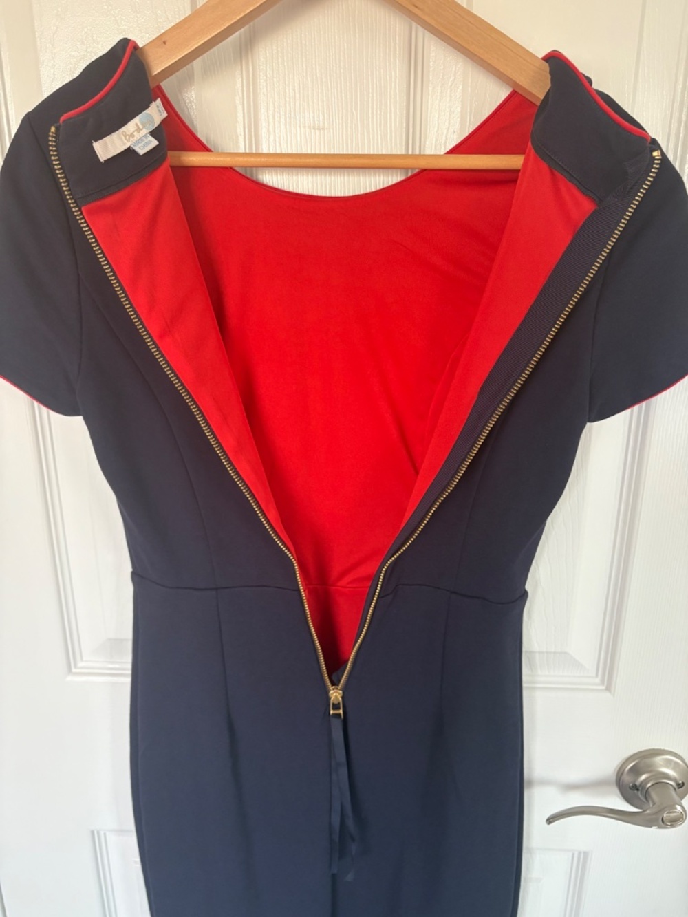 Boden Dress Navy Blue Fitted Short Sleeve Sheath Size 4 - Picture 9 of 16